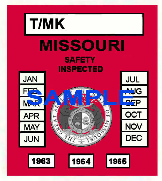 Modal Additional Images for 1963-65 Missouri INSPECTION Sticker